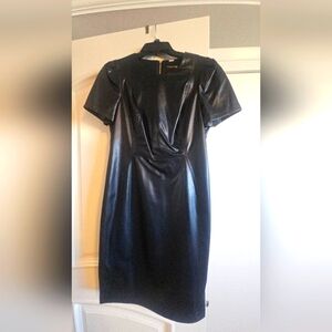Calvin Klein black leather dress